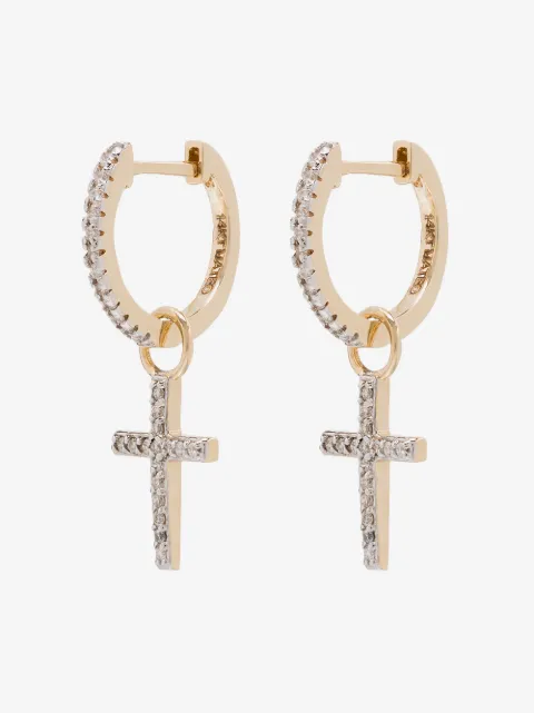 Mateo 14kt yellow gold cross huggie earrings