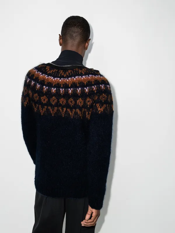 Raf Simons zip crew neck knitted jumper 