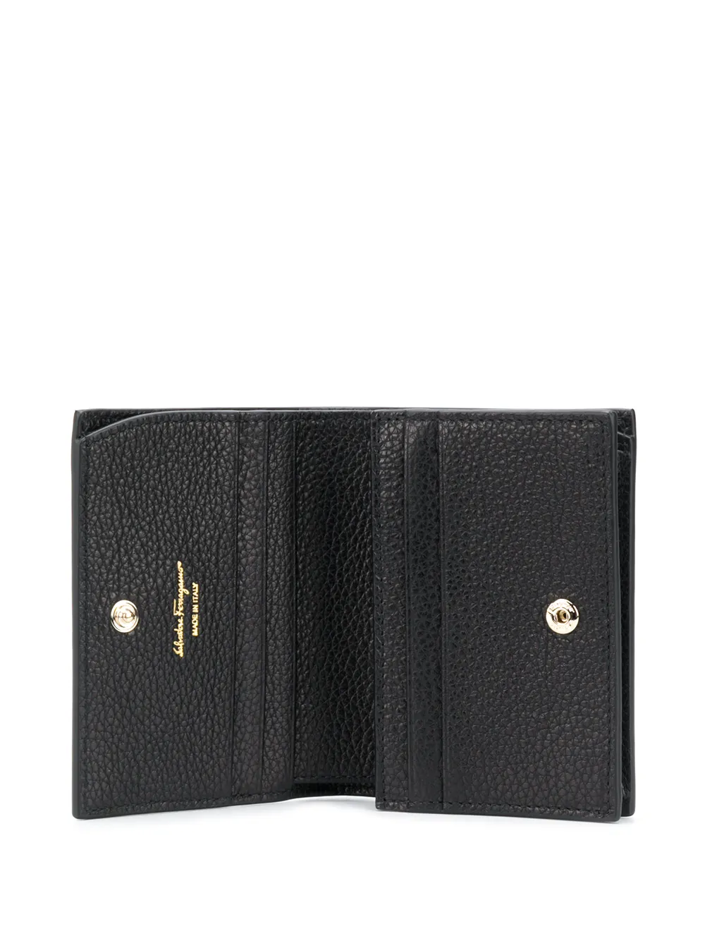 Ferragamo Embossed Gancini Motif Grainy Wallet In Black