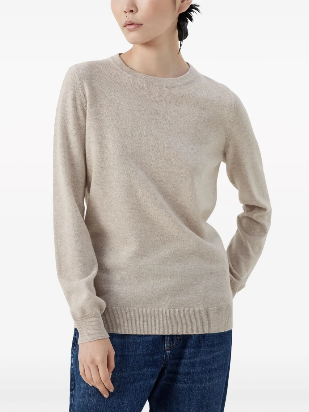Brunello Cucinelli Cashmere Fitted Jumper In Neutrals