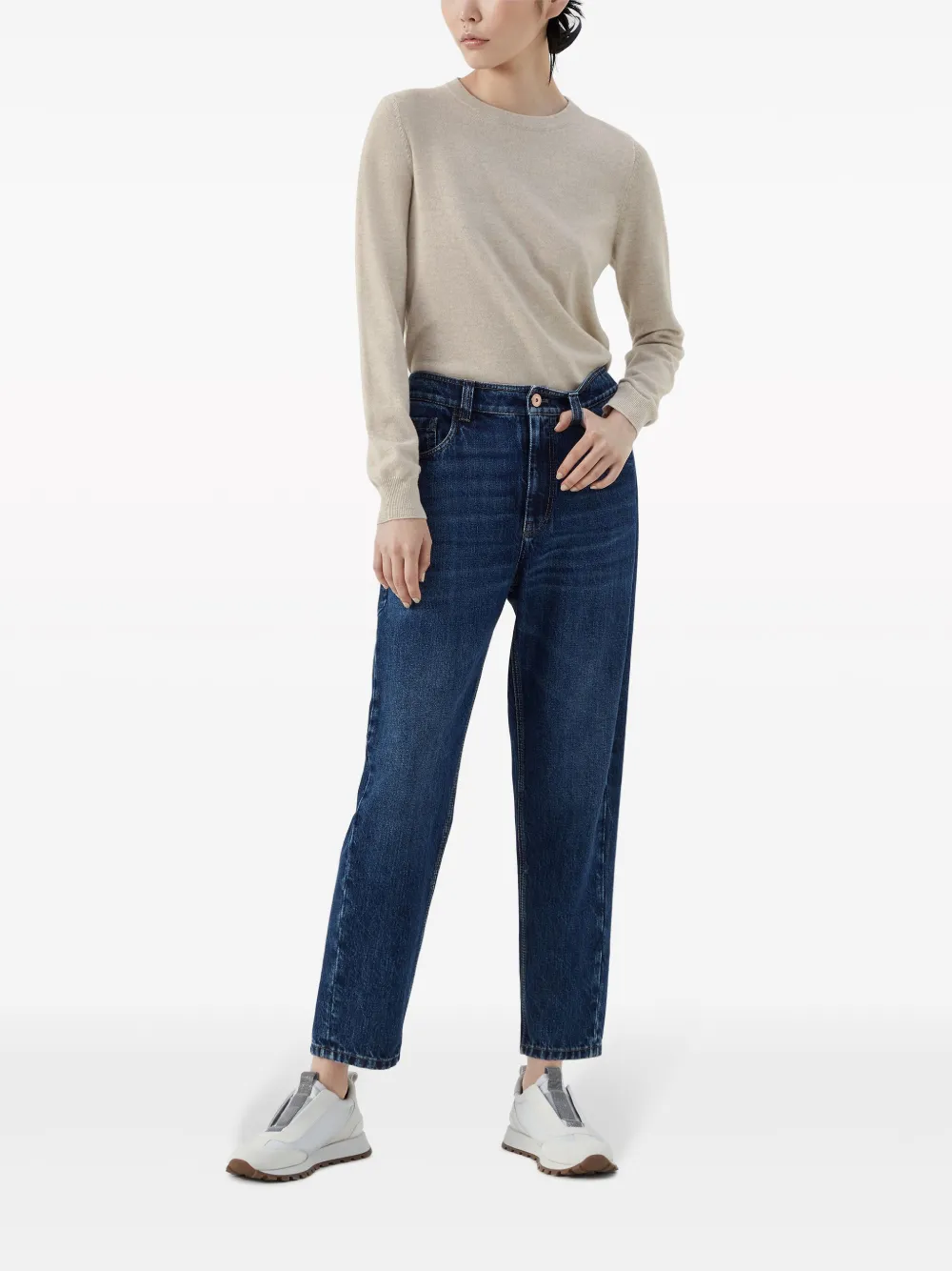 Brunello Cucinelli Cashmere Fitted Jumper In Neutrals
