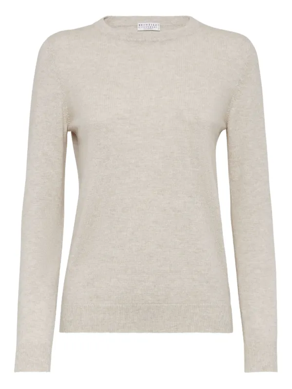Brunello Cucinelli Cashmere Fitted Jumper in Neutrals