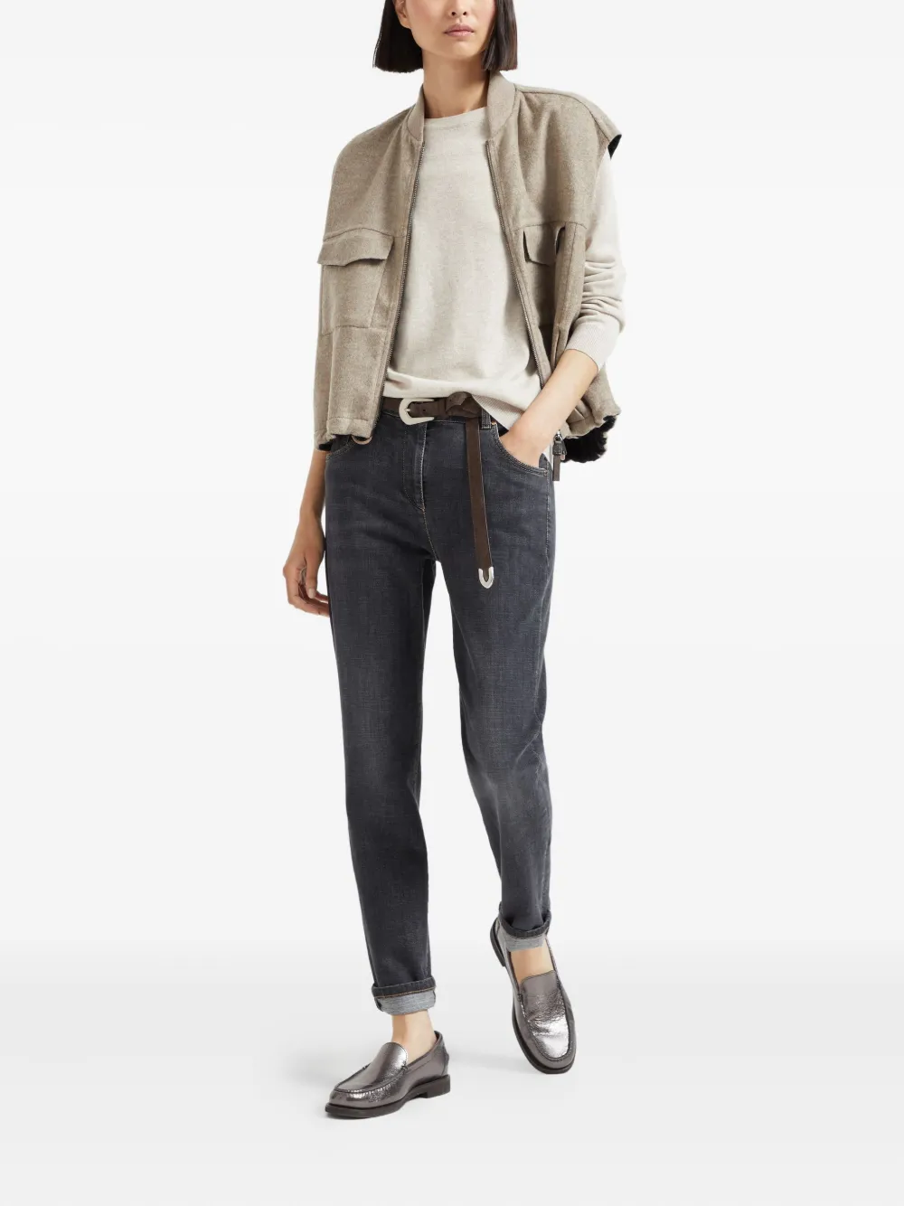 Brunello Cucinelli cashmere fitted jumper | Knitted Sweaters | Image 2