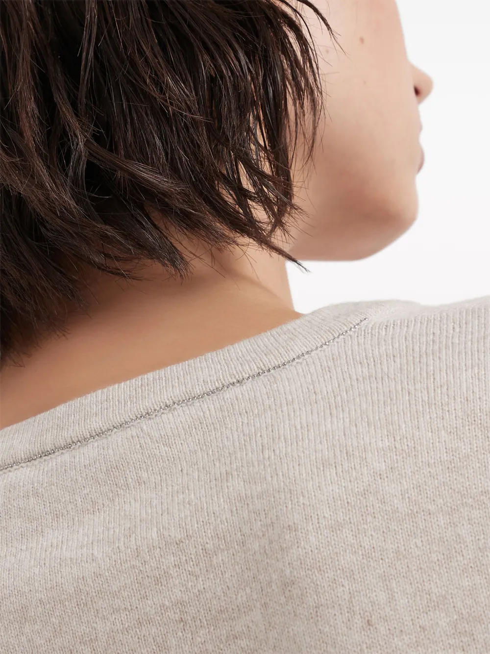 Brunello Cucinelli Long-sleeve Fitted Jumper In Neutrals