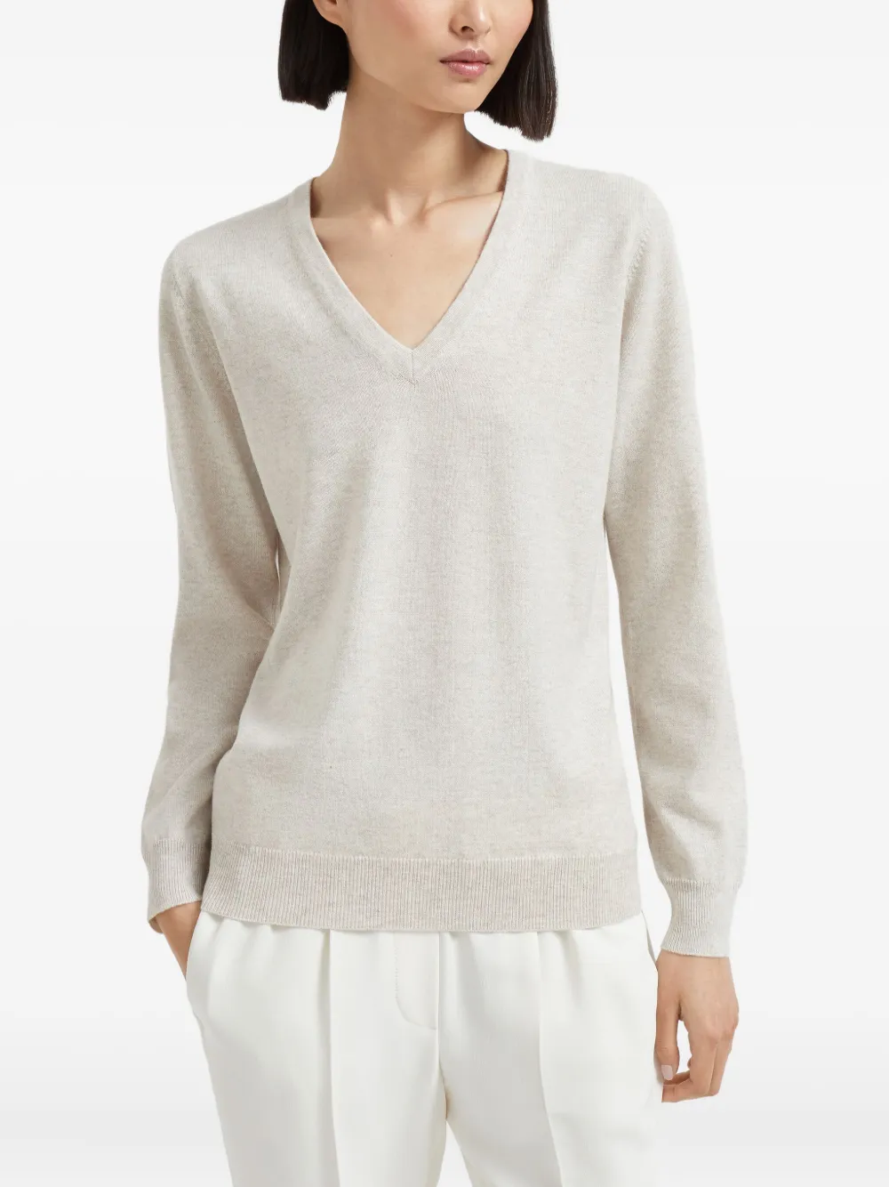  Brunello Cucinelli Long-sleeve Fitted Jumper - Neutrals 