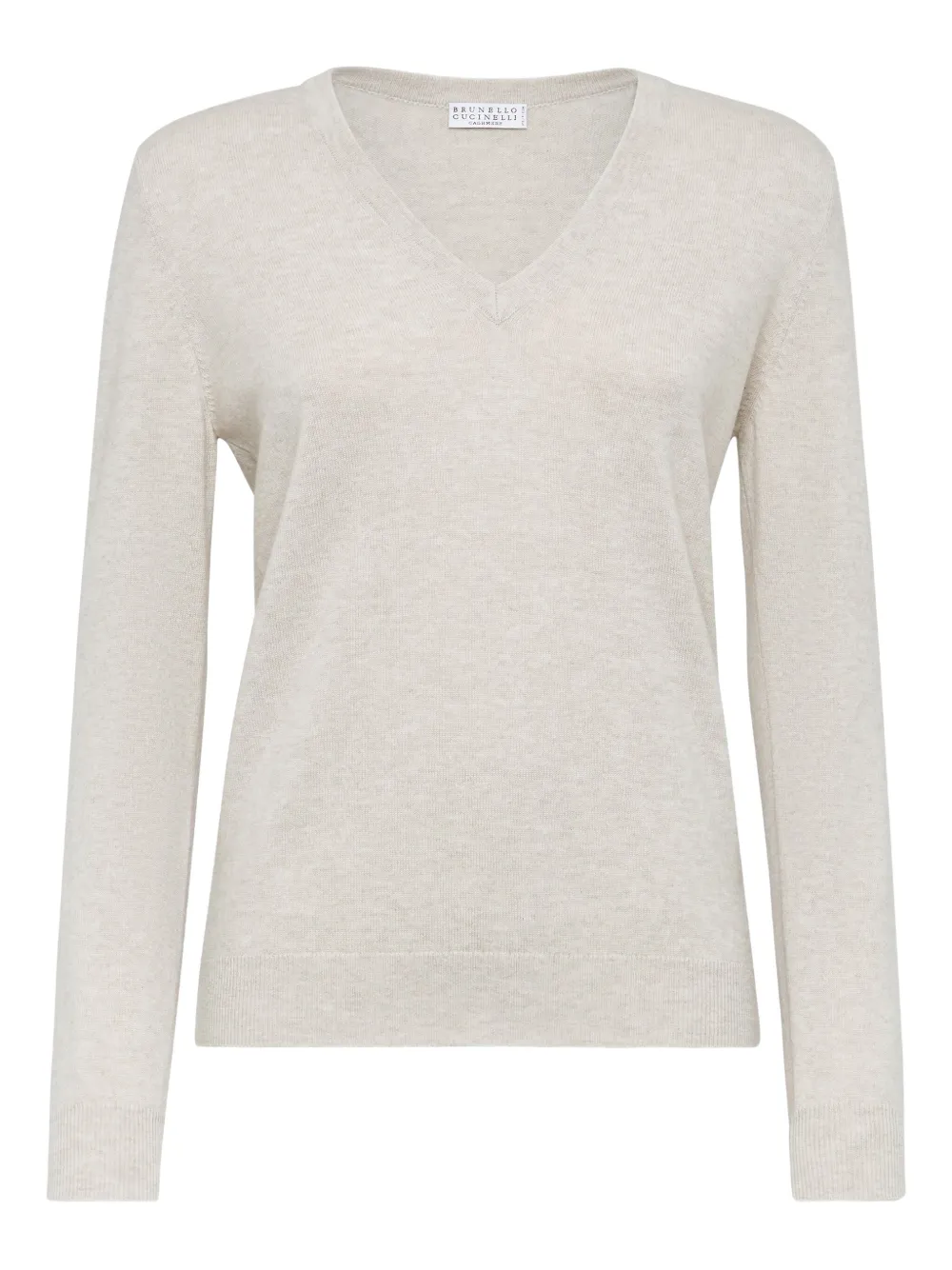 Brunello Cucinelli 브루넬로 쿠치넬리 슬림 핏 긴소매 스웨터 | 뉴트럴 | Image 1