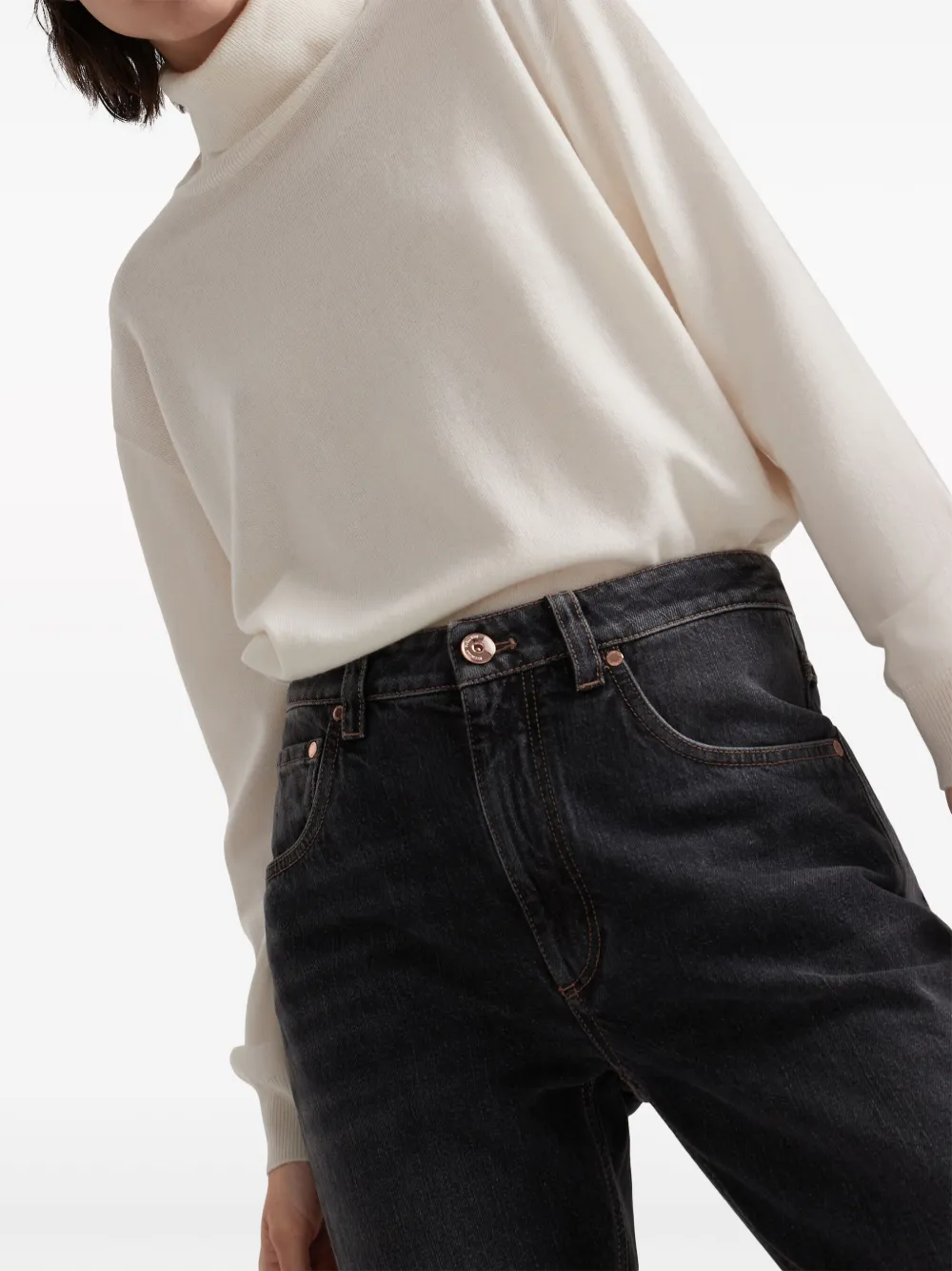 Brunello Cucinelli Wool Sweater With Elegant Ribbed Texture And Relaxed Fit In White