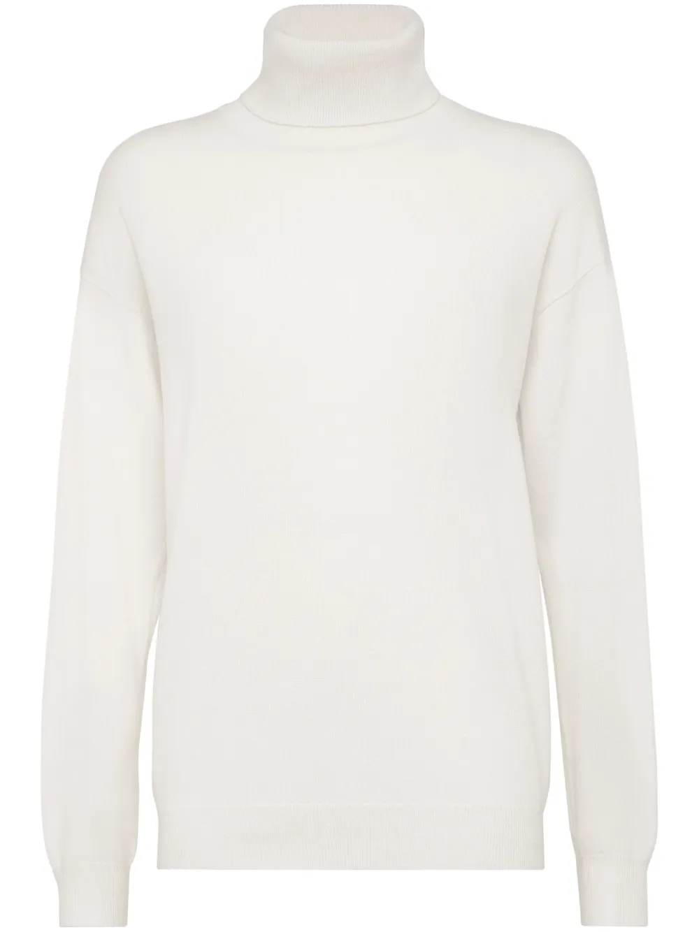 Brunello Cucinelli Wool Sweater With Elegant Ribbed Texture And Relaxed Fit In White