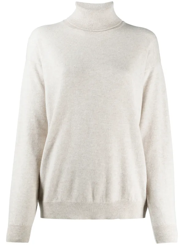 white cashmere roll neck jumper