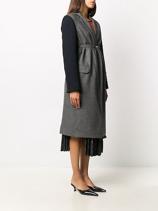 contrast-sleeve midi coat展示图