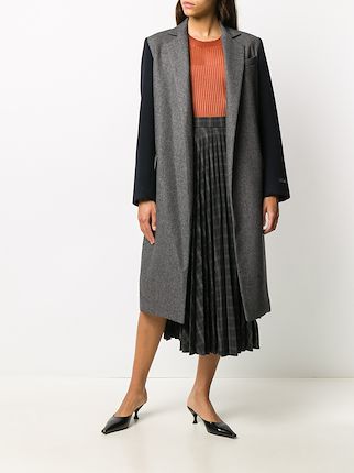 contrast-sleeve midi coat展示图