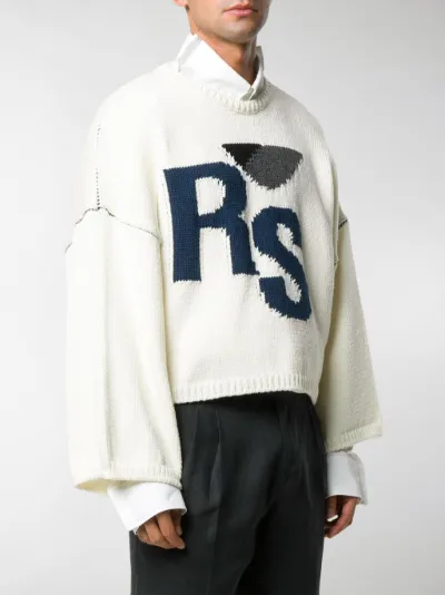 Raf Simons intarsia-knit jumper white 