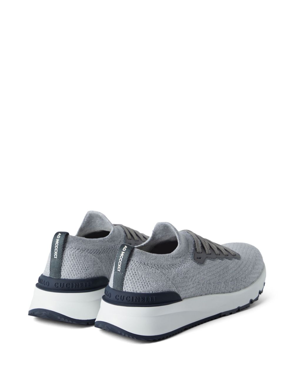 Shop Brunello Cucinelli Knitted Low-top Sneakers In Grey