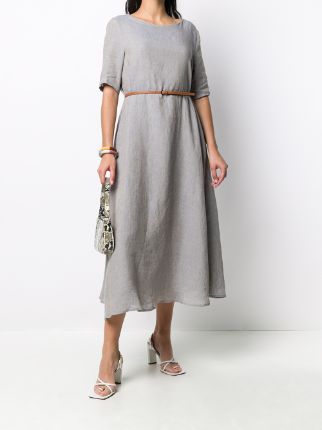 belted linen maxi dress展示图