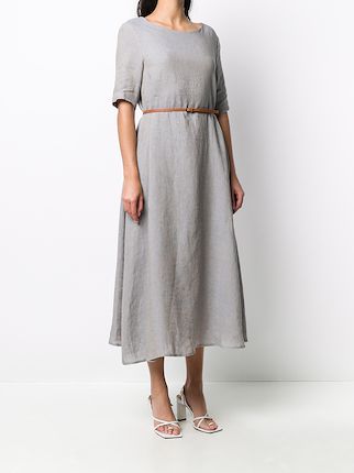 belted linen maxi dress展示图