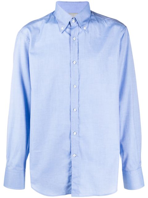 Brunello Cucinelli plain blue cotton shirt Men