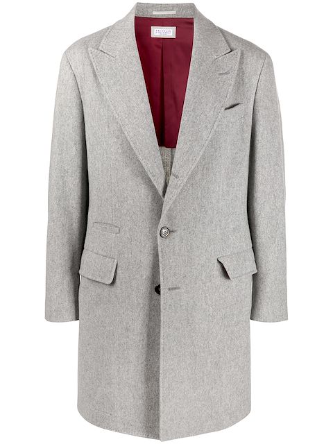 Brunello Cucinelli معطف بصف أزرار واحد