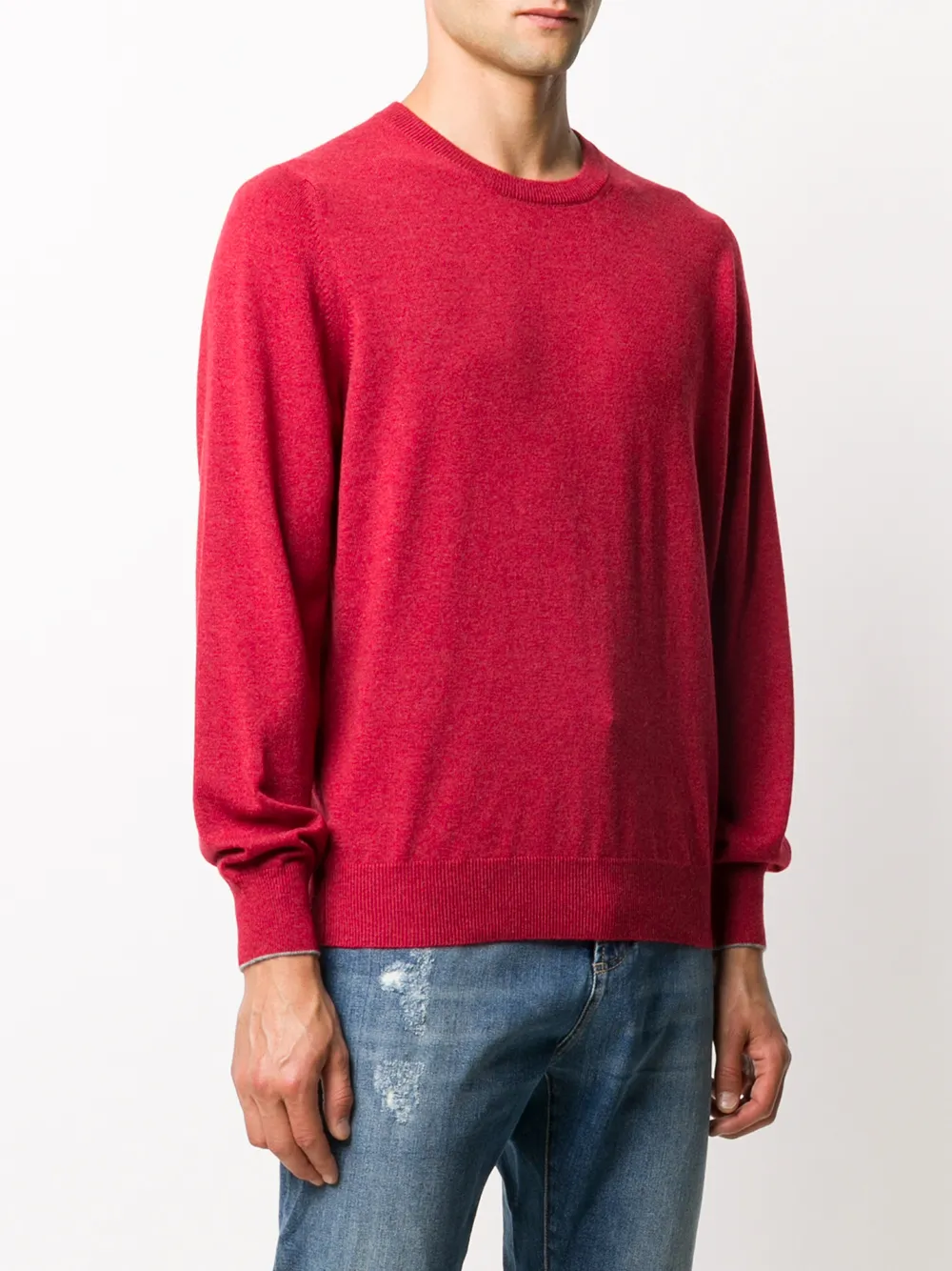 Brunello Cucinelli Rib-trimmed Cashmere Jumper In Red