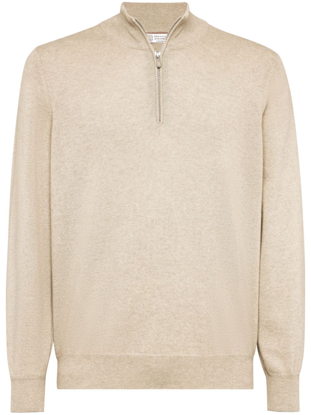 Brunello Cucinelli high neck zip front sweatshirt - Neutrals