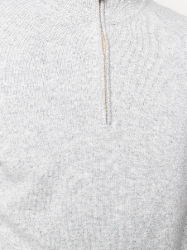 Pull Brunello Cucinelli 100% Cachemire - Gris - 2XL - Demi-fermeture éclair - État Impeccable
