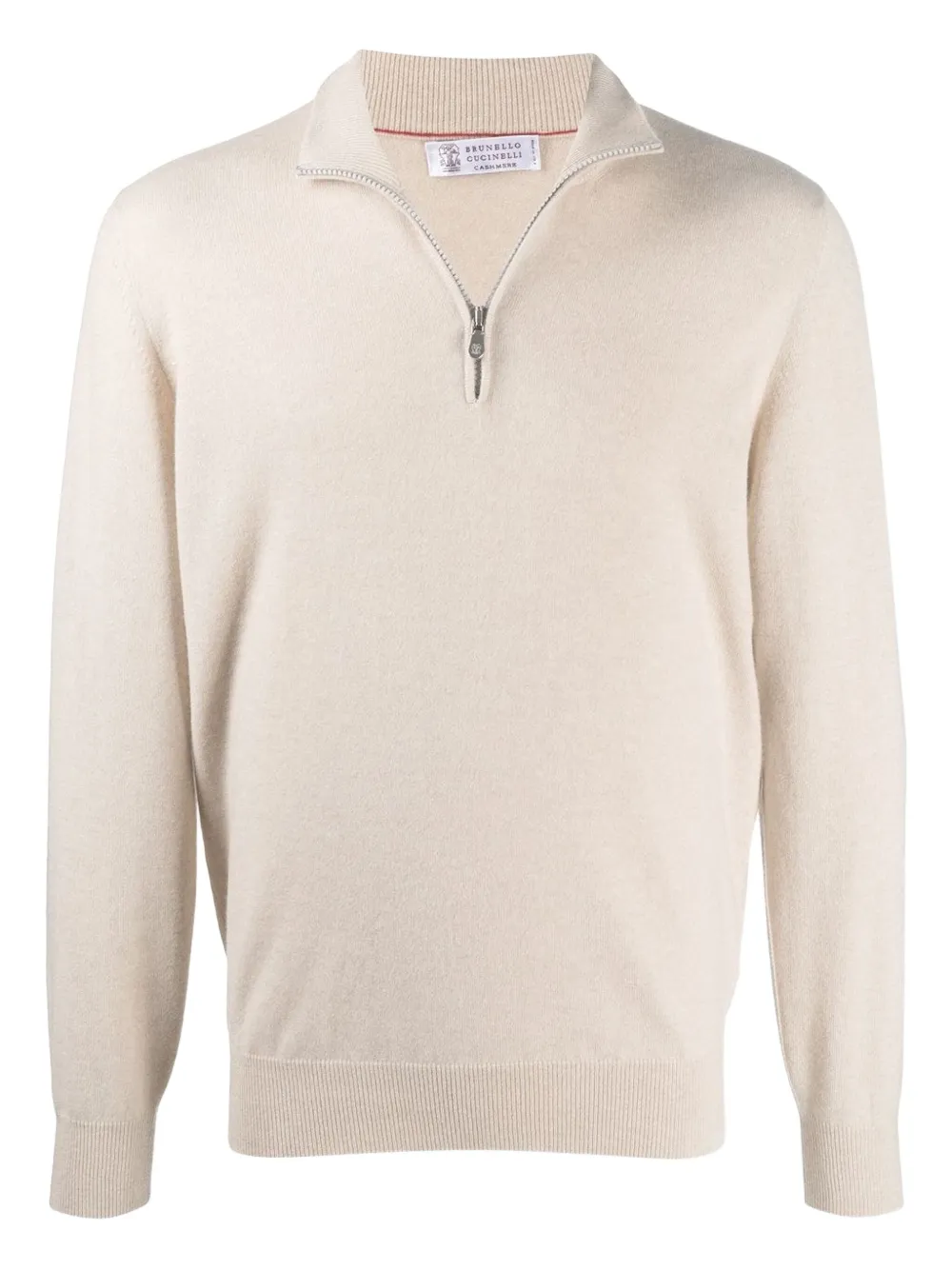 Brunello Cucinelli short-zip knitted jumper | Neutrals | Image 1