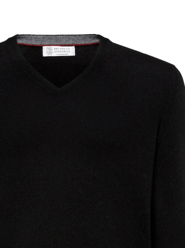 Brunello Cucinelli V-neck Cashmere Jumper | Black | FARFETCH BN