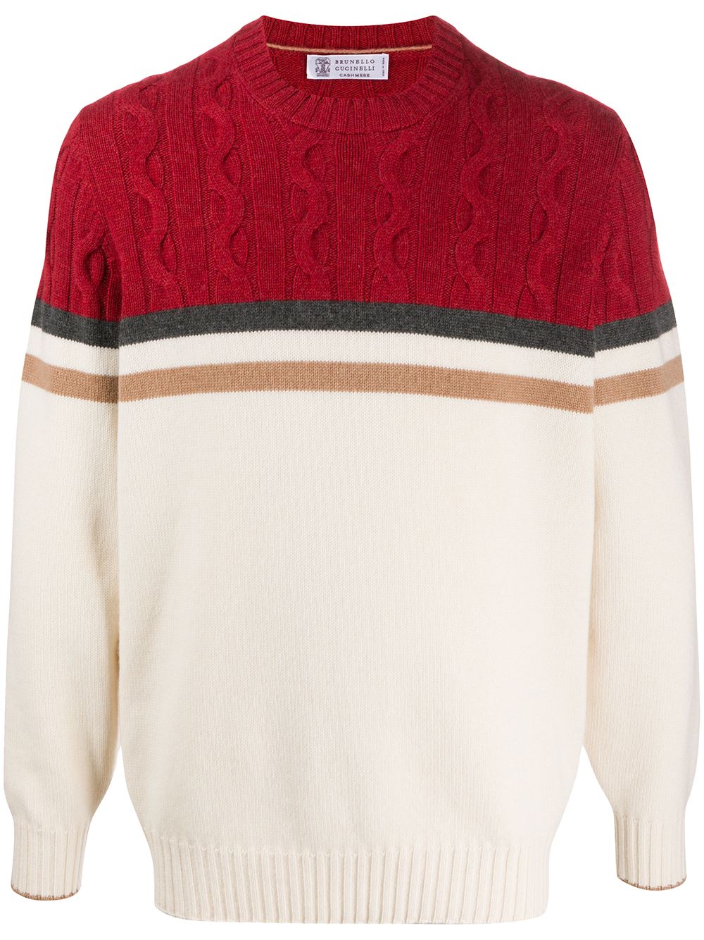 Shop Red Brunello Cucinelli Colour Block Cashmere Jumper With Express Delivery Farfetch