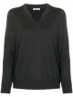 Image 1 of Brunello Cucinelli V-neck beaded trim weater