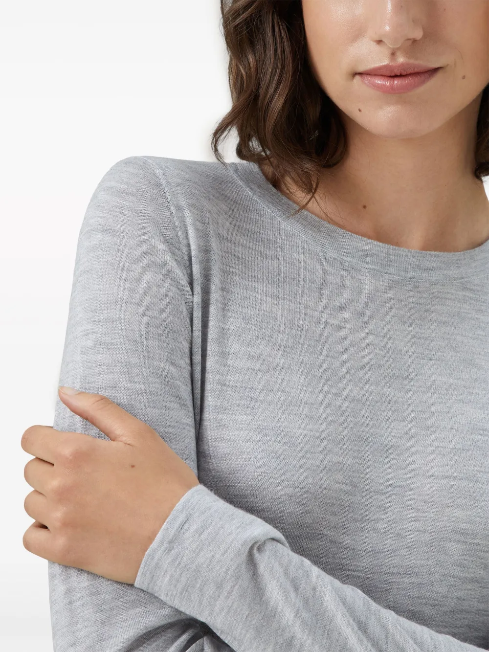 Brunello Cucinelli Cashmere Basic Crewneck Sweater In Grey