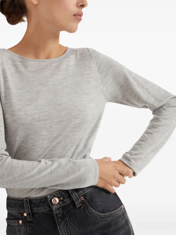 Brunello Cucinelli long-sleeve Knit Top | Grey | FARFETCH