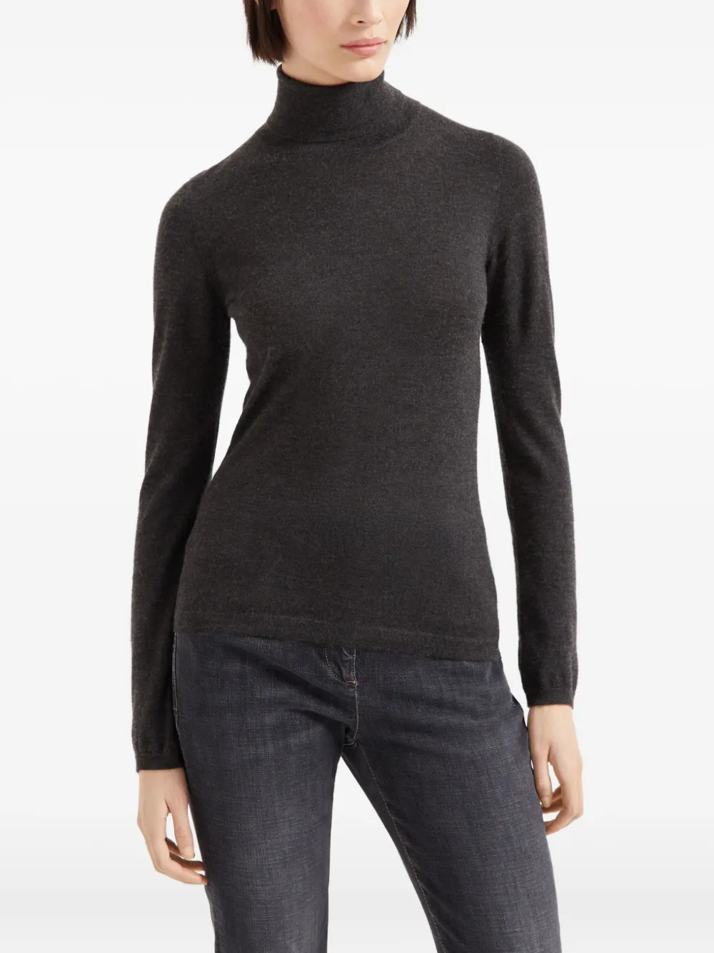  Brunello Cucinelli Fein Gestrickter Pullover   Grau 