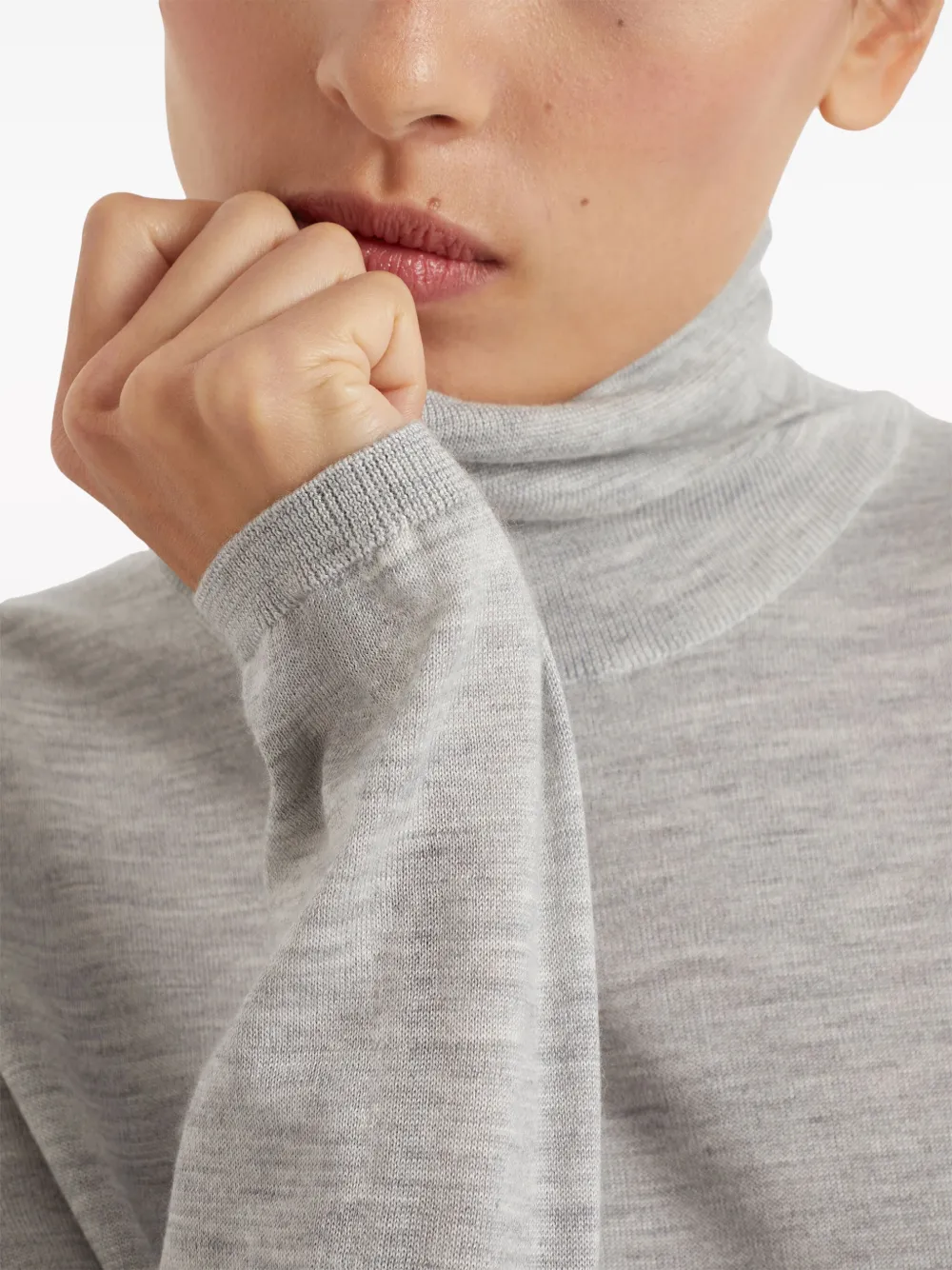 Brunello Cucinelli Roll-neck Fine-knit Jumper In Grey