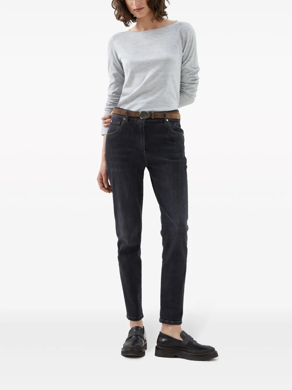 Brunello Cucinelli Fine Knit Jumper In Grey