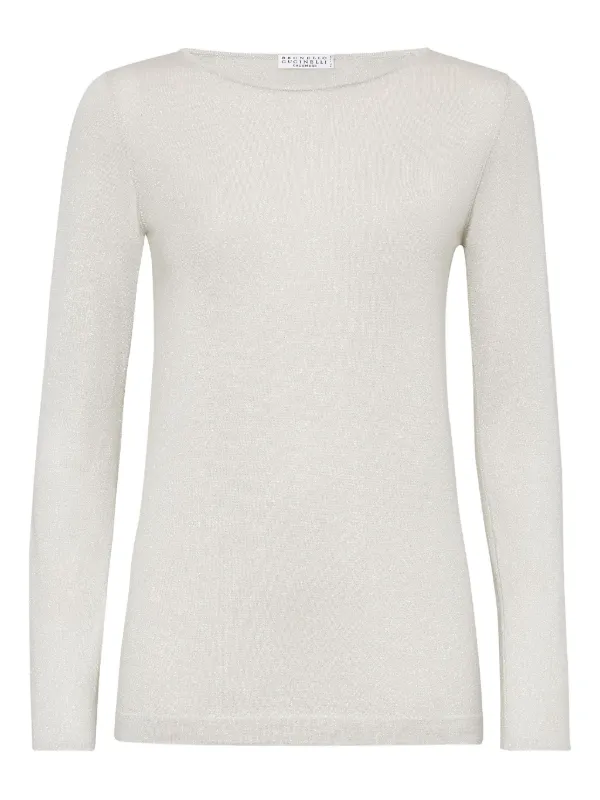 Brunello Cucinelli Long-sleeve Knitted Top in Neutrals