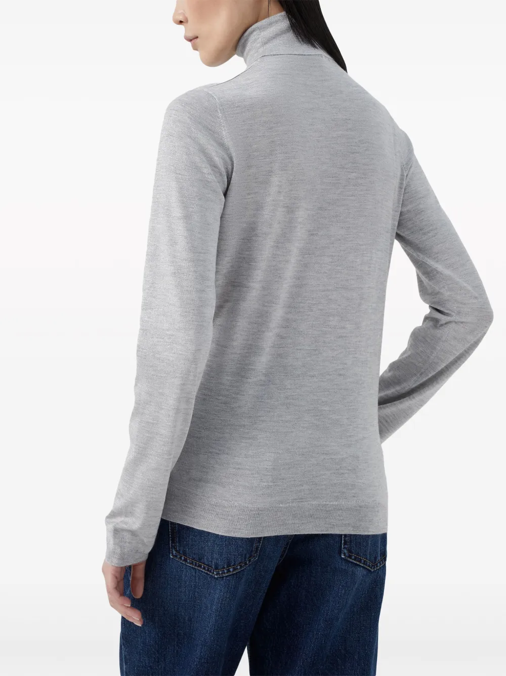 Brunello Cucinelli Roll-neck Fine-knit Jumper In Grey