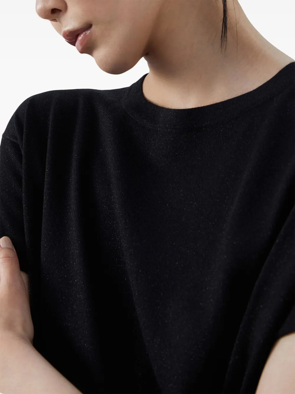 Brunello Cucinelli Plain Knitted T-shirt In Black