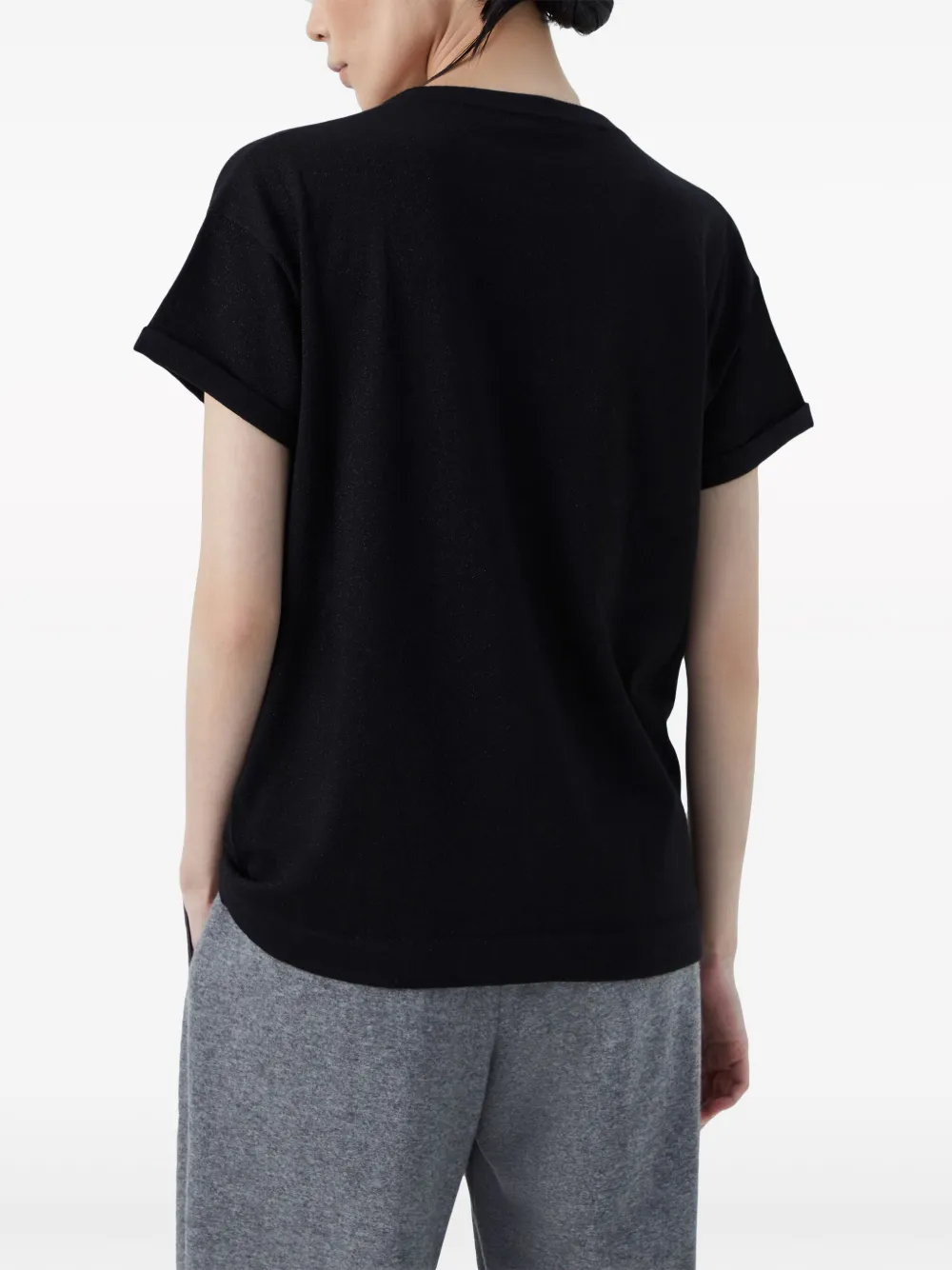 Brunello Cucinelli Plain Knitted T-shirt In Black