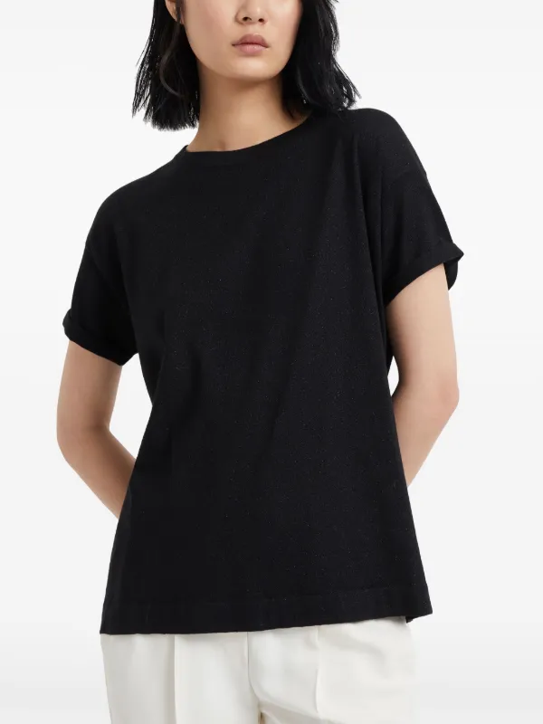 ★送料関税込★【BRUNELLO CUCINELLI】ニットTシャツ ガールズ 向け ホワイト ニット Tシャツ | Brunello Cucinelli