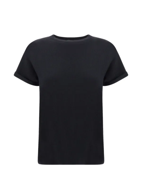 Brunello Cucinelli Plain Knitted T-shirt in Black