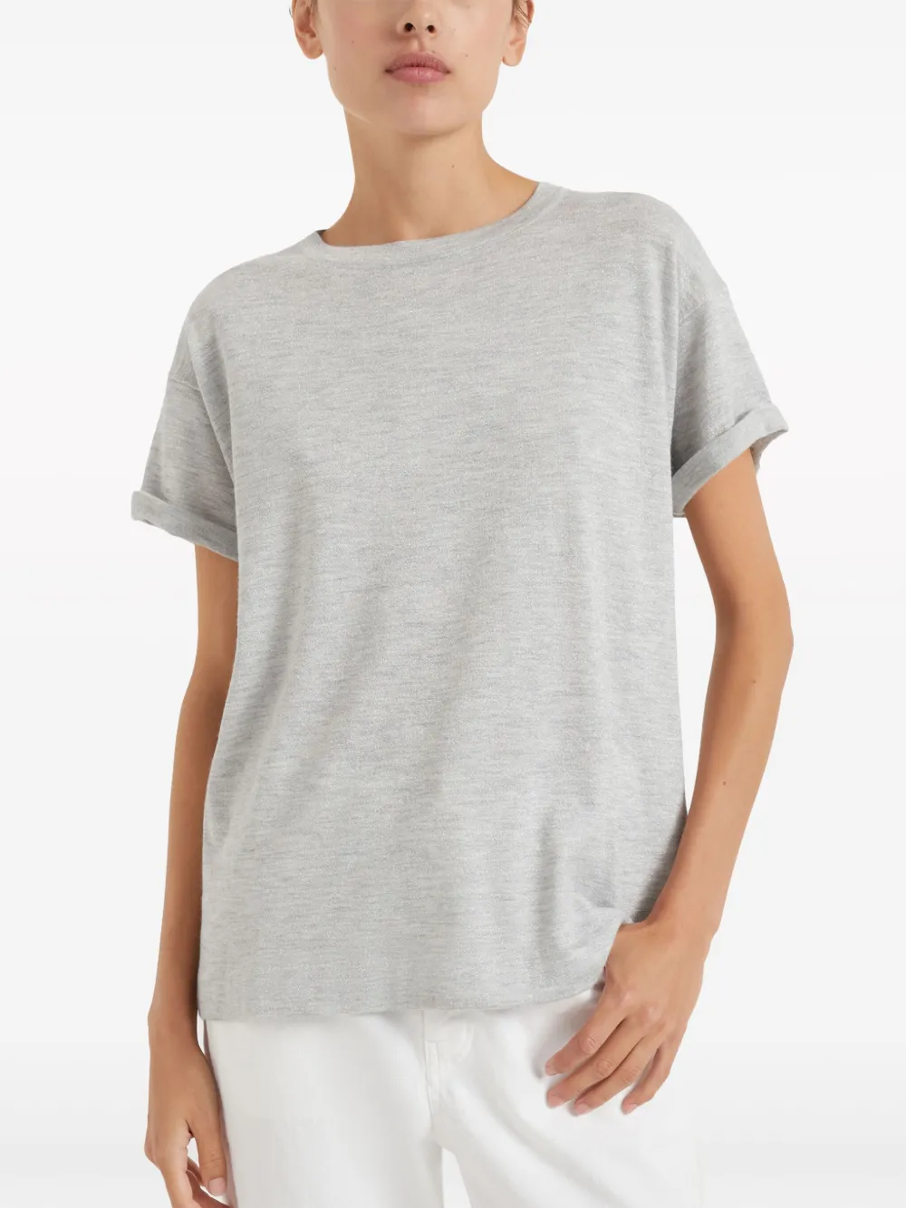 Brunello Cucinelli Marl-effect T-shirt In Grey