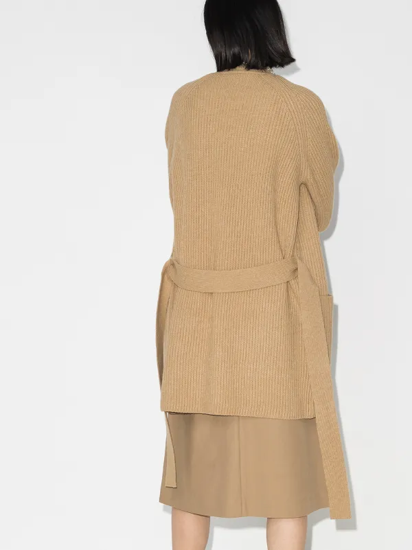belted long cardigan