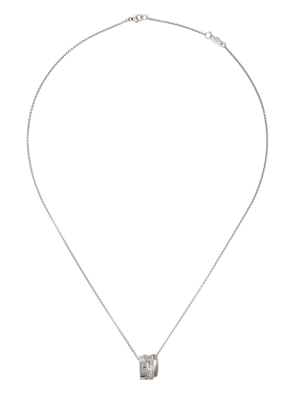 Georg Jensen 18kt White Gold Fusion Pavé Diamond Open Pendant Necklace In Silver Color