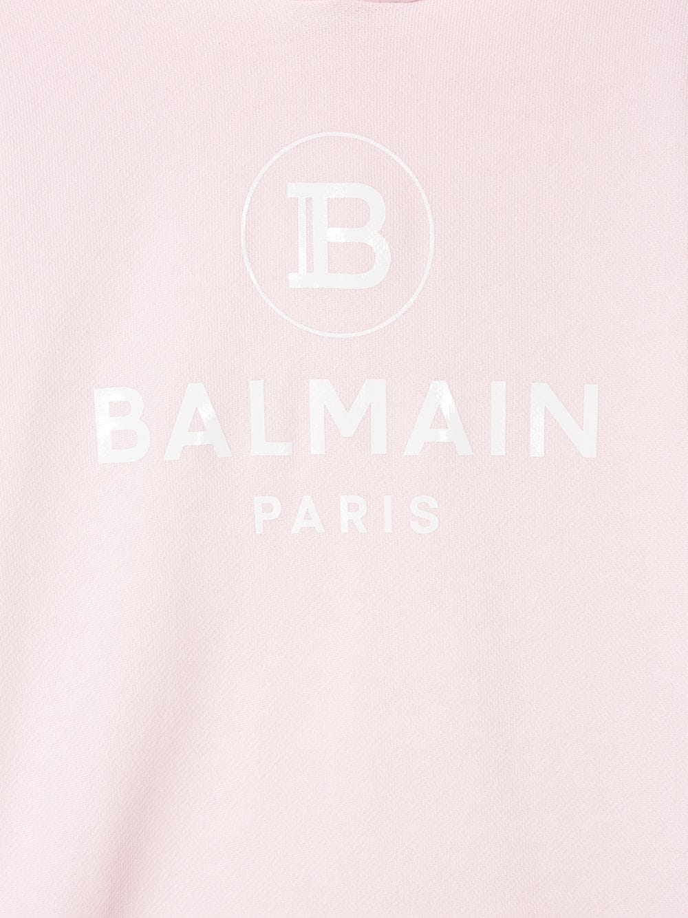 Shop Balmain Logo-print Hooded Dress In Pink