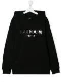 Balmain Kids TEEN mirrored logo hoodie - Black