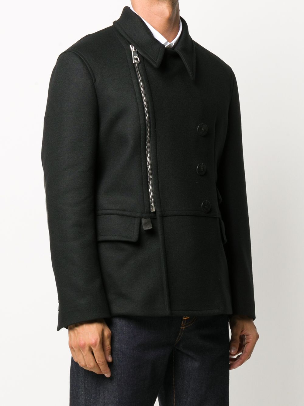 Shop Neil Barrett Asymmetric Zip-fastening Coat In Black