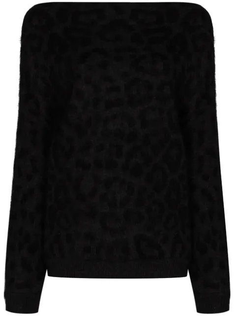 Valentino Garavani off-shoulder leopard knit jumper