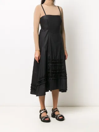 ruffle-trimmed A-line midi dress展示图