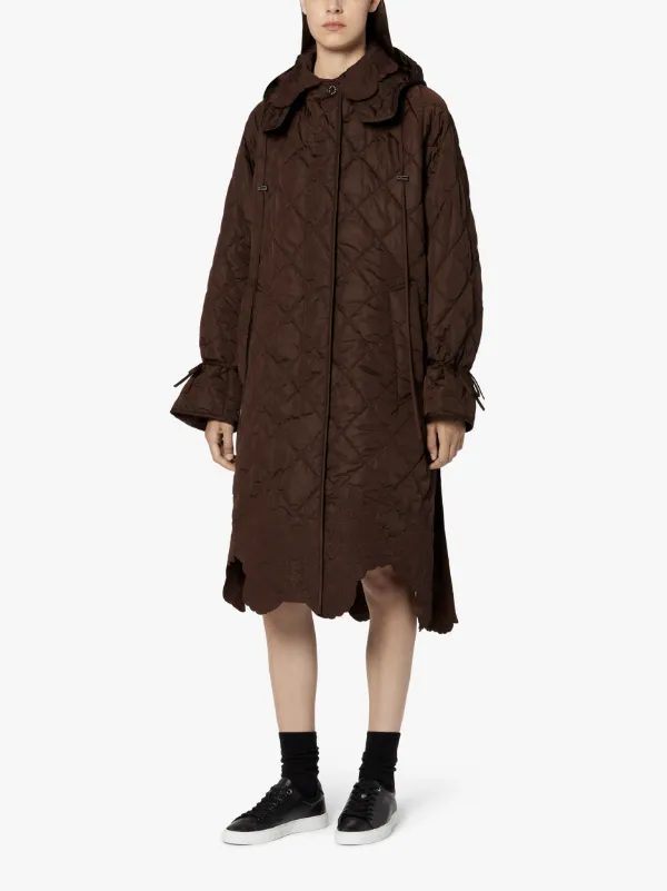 CECILIE BAHNSEN Brown Nylon Oversized Hooded Coat
