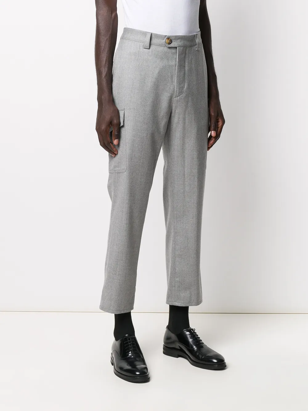 Shop Brunello Cucinelli Cropped Trousers In Grey