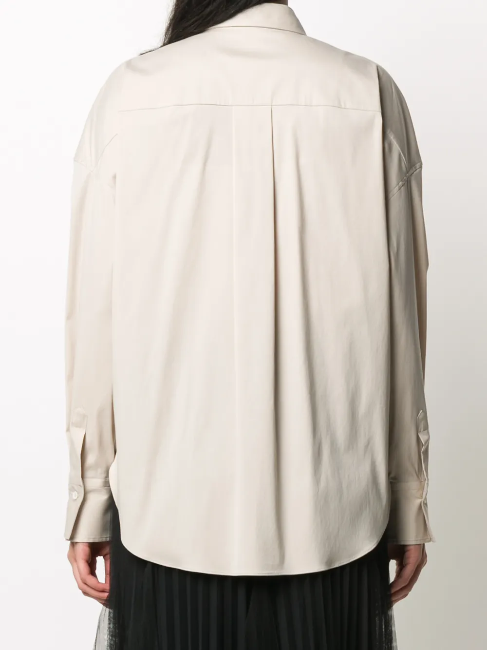 Brunello Cucinelli Brass-embellished Long-sleeved Shirt In Neutrals